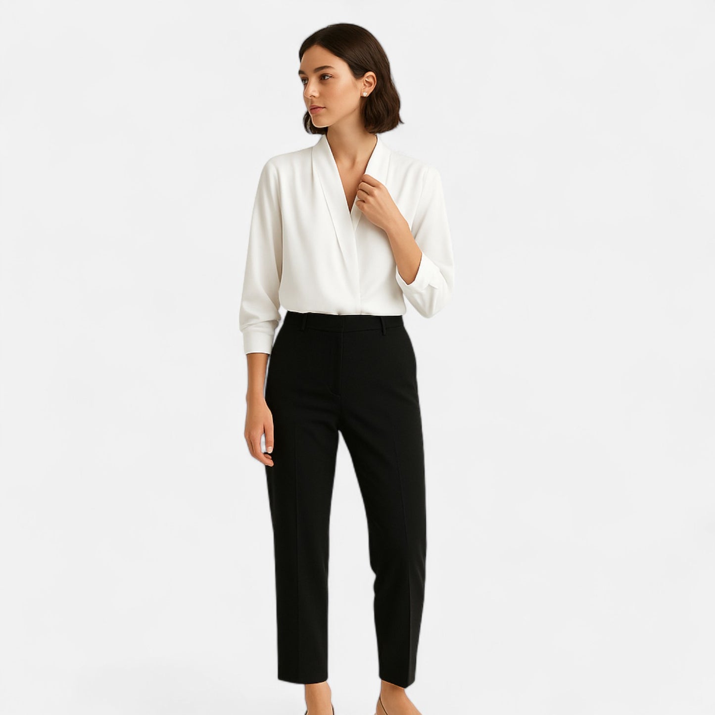 Élané | Blouse Croisée Élégante en Satin pour Femme – Raffinement Moderne, Polyvalence Intemporelle