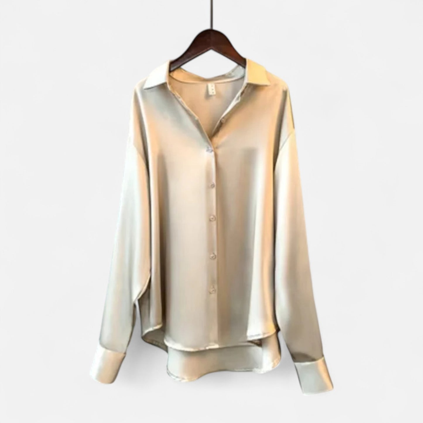 Élané | Haut Femme à Manches Longues en Satin – Élégance Classique, Polyvalence Moderne