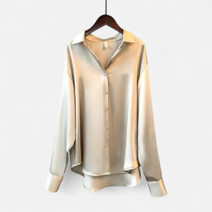 Élané | Haut Femme à Manches Longues en Satin – Élégance Classique, Polyvalence Moderne