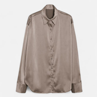 Élané | Haut Femme à Manches Longues en Satin – Élégance Classique, Polyvalence Moderne