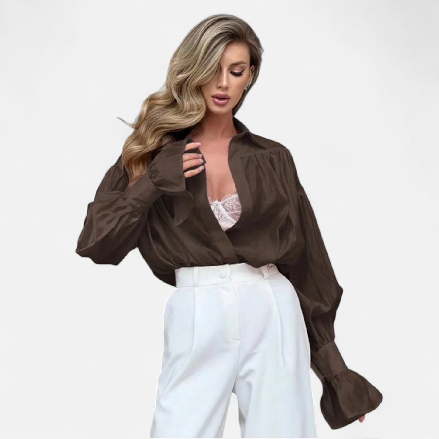 Élané | Chemise Fluide en Tulle pour Femme – Légèreté Aérienne, Élégance Moderne