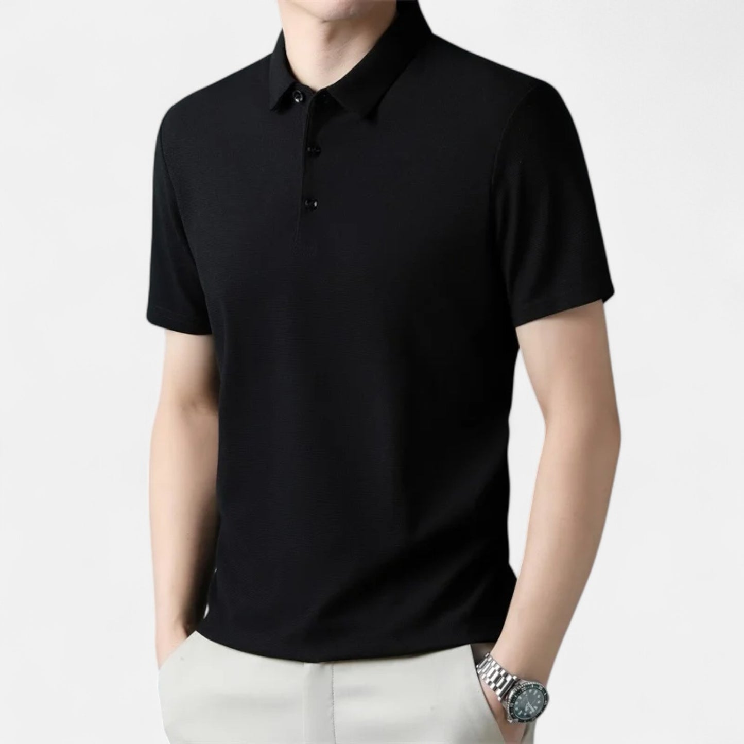 Élané | Polo Homme à Manches Courtes Embossé – Élégance Texturée, Style Contemporain