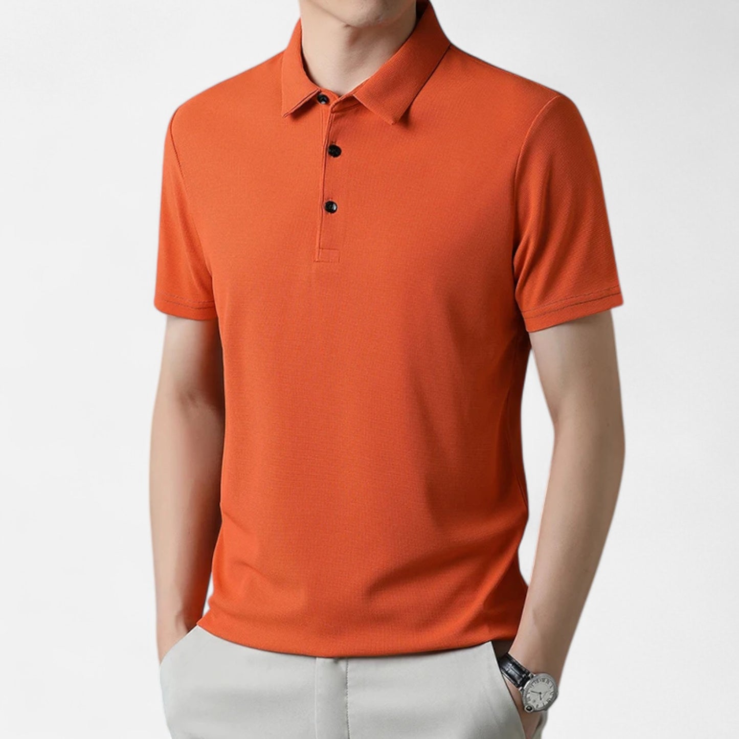 Élané | Polo Homme à Manches Courtes Embossé – Élégance Texturée, Style Contemporain