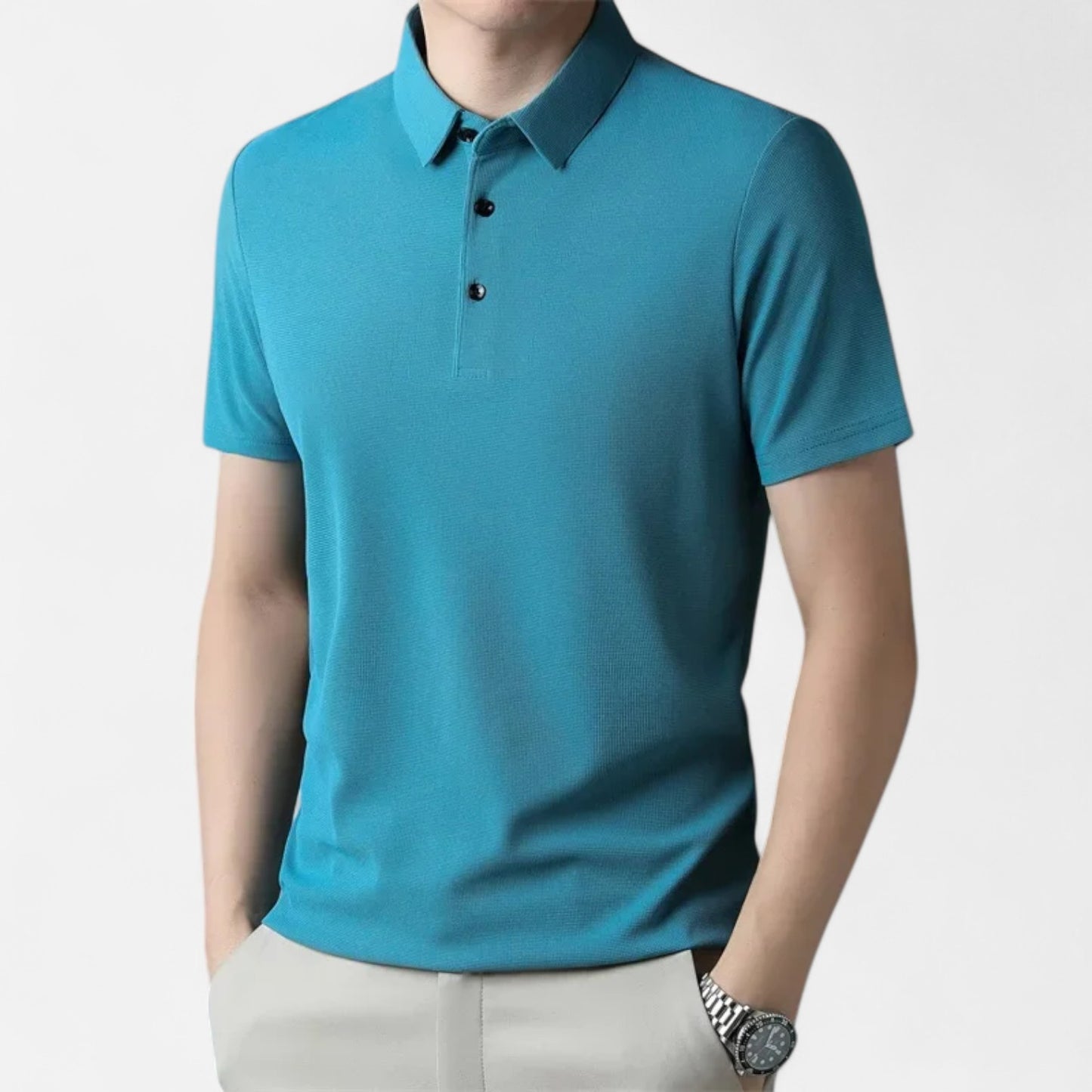 Élané | Polo Homme à Manches Courtes Embossé – Élégance Texturée, Style Contemporain