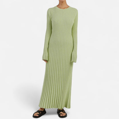 Élané | Robe Longue en Maille Côtelée pour Femme – Élégance Sculptée, Confort Moderne