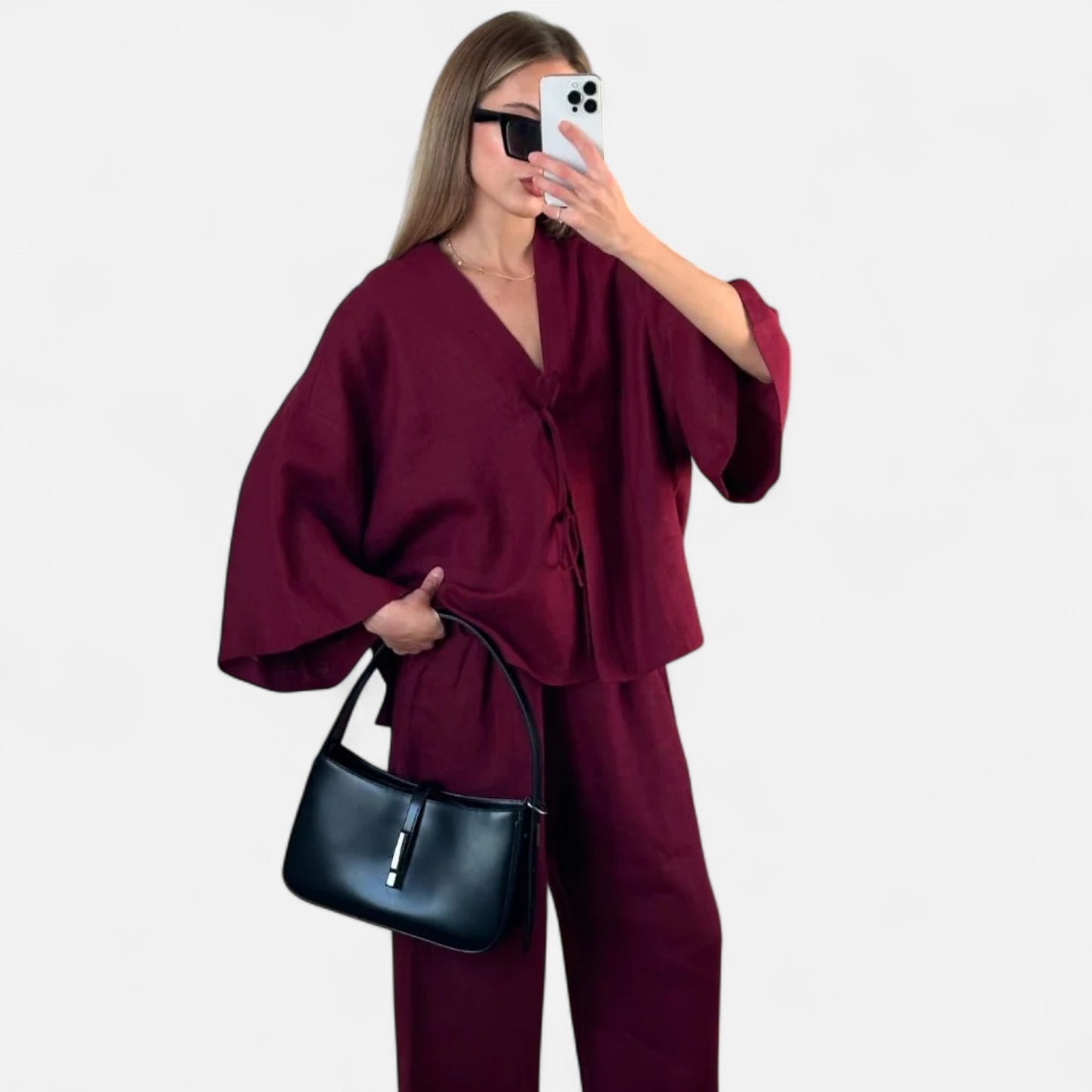 Élané | Ensemble Deux Pièces Style Lin pour Femme – Élégance Décontractée, Confort Naturel