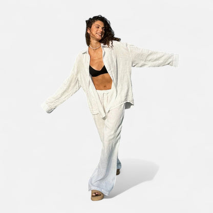 Élané | Ensemble Deux Pièces Style Lin pour Femme – Élégance Décontractée, Confort Naturel